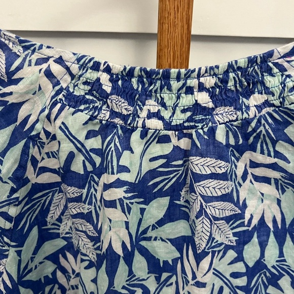 Sigrid Olsen Blue and White Relaxed 100% Linen Blouse sz Large - Picture 2 of 7